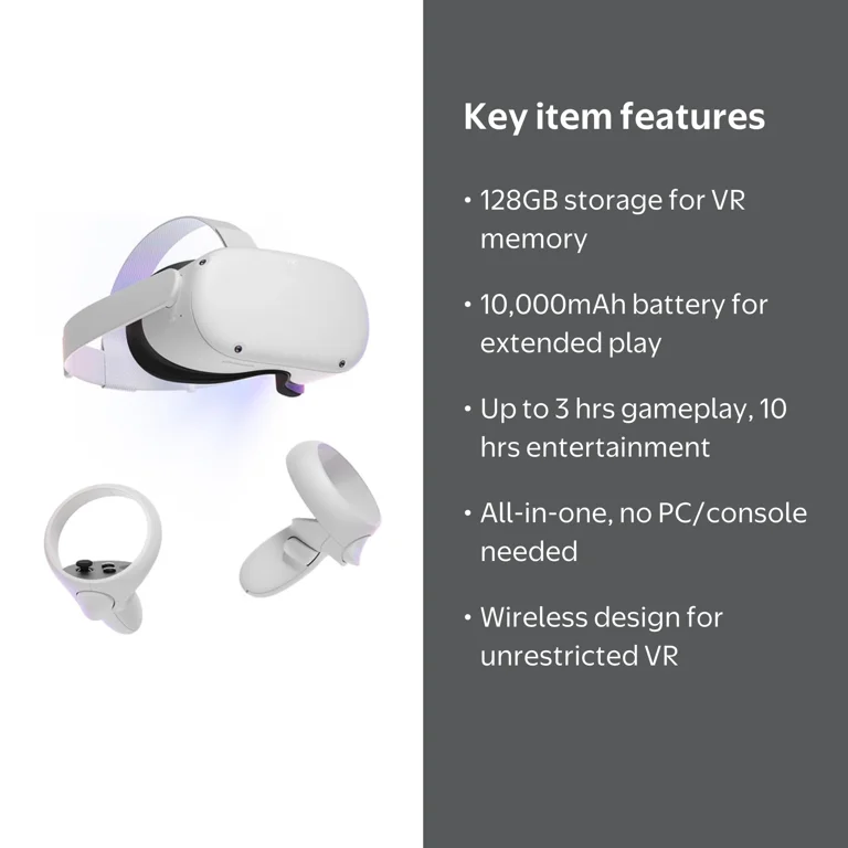 Meta Quest 2: 128GB All-in-One Wireless VR Gaming System - Walmart.com