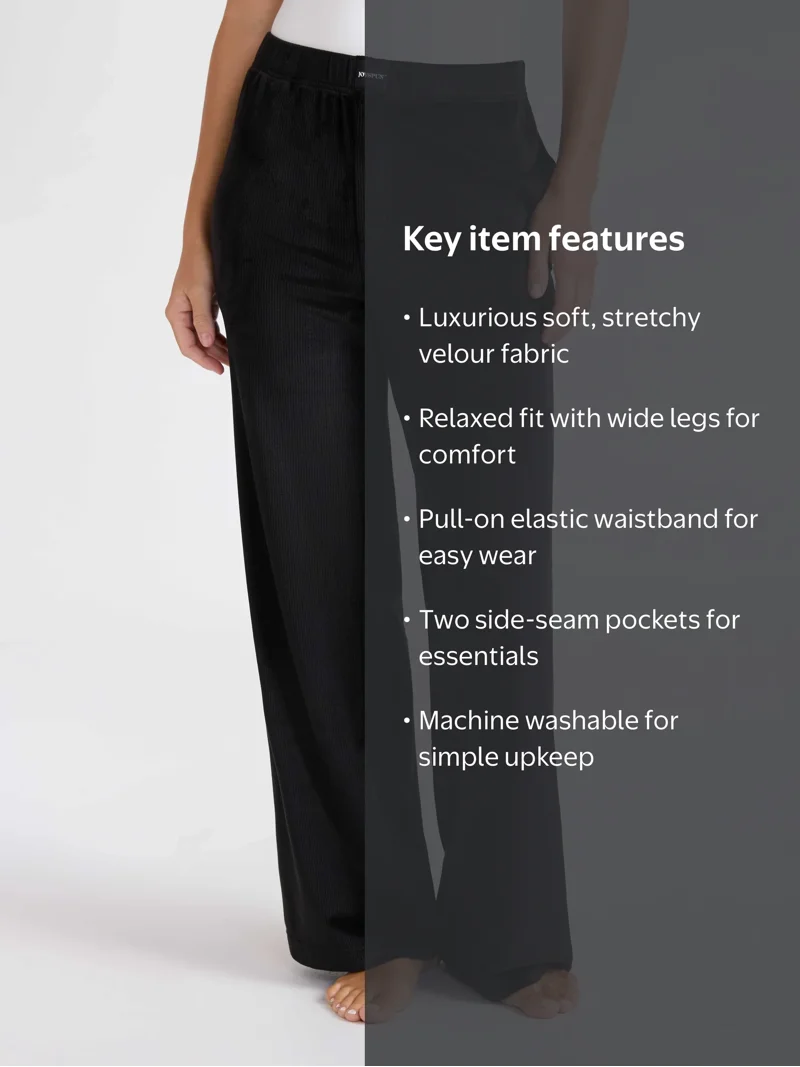 Joyspun Women's Velour Wide-Leg Sleep Pants, Size XS-3X - Walmart.com