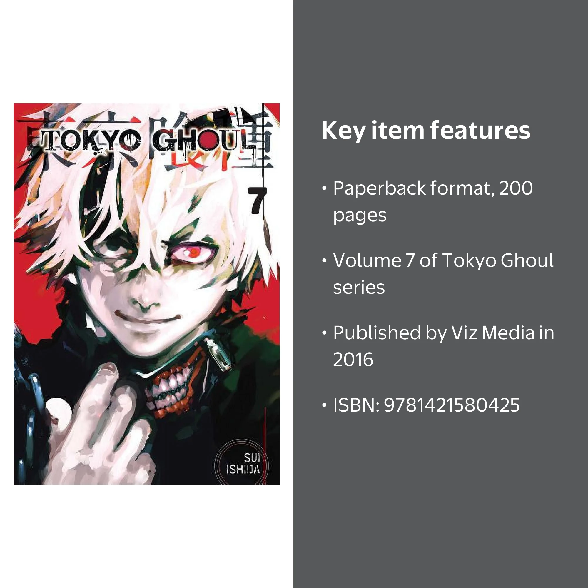 Sui Ishida, Tokyo Ghoul, Volume 7, 200 pages, Paperback - Walmart.com