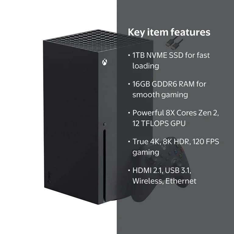 Xbox Series X 1TB SSD Gaming Console, 16GB RAM, Wireless