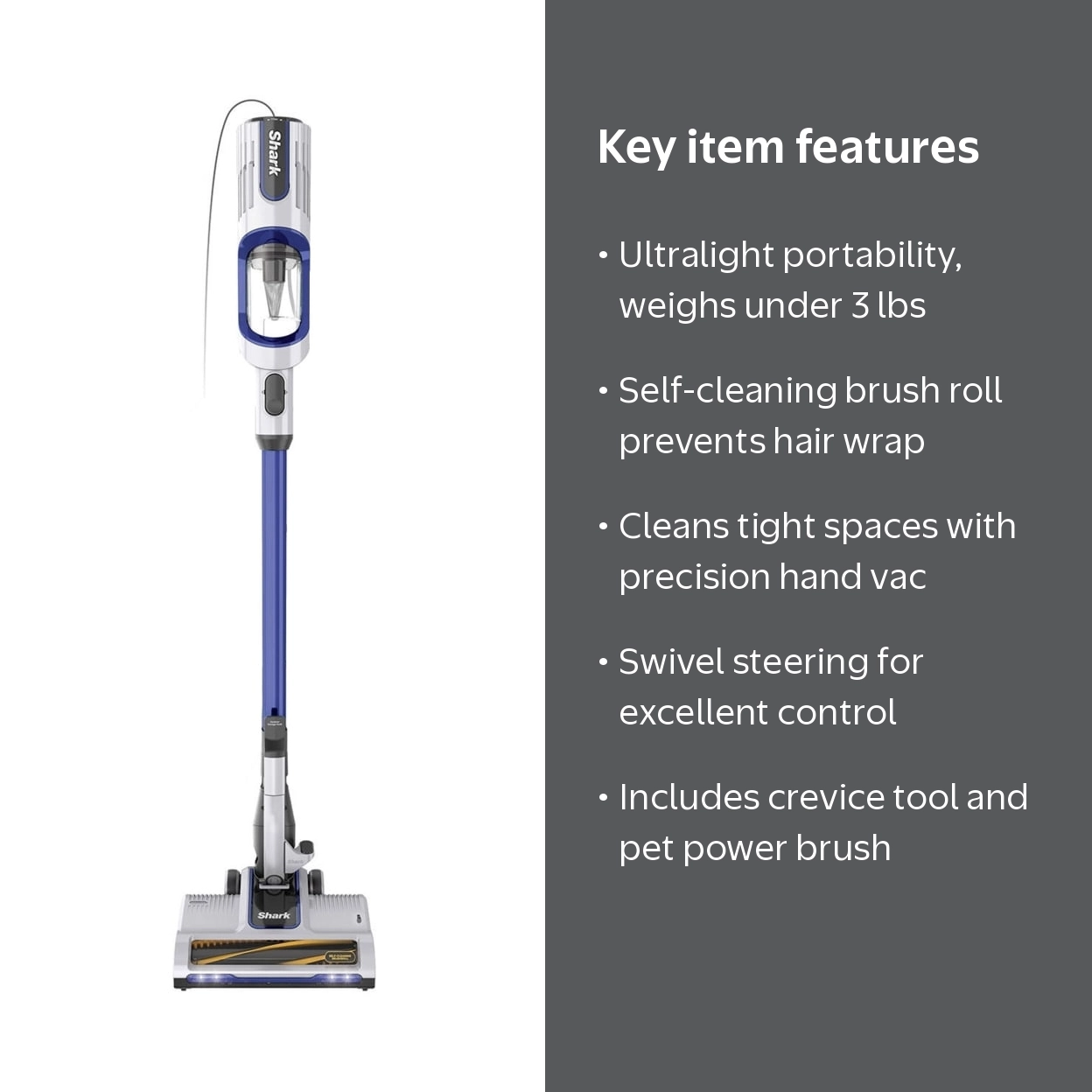 Shark Ultralight Pet Corded Stick Vacuum, Hair Performance, Self