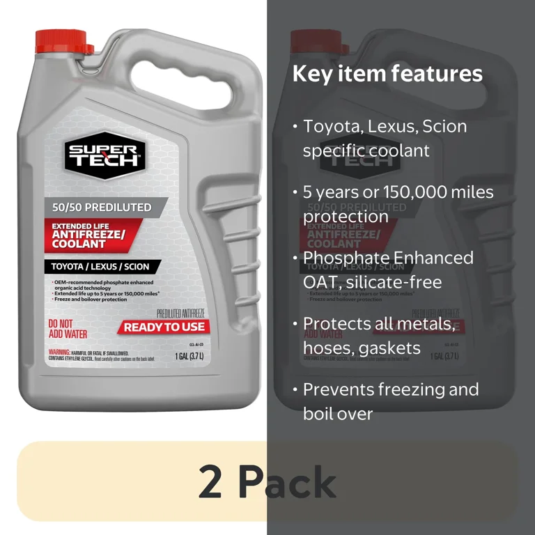 冷凍PS50 PL30 F50 ML50 2 pack) Super Tech 50/50 Prediluted Antifreeze/Coolant for Toyota
