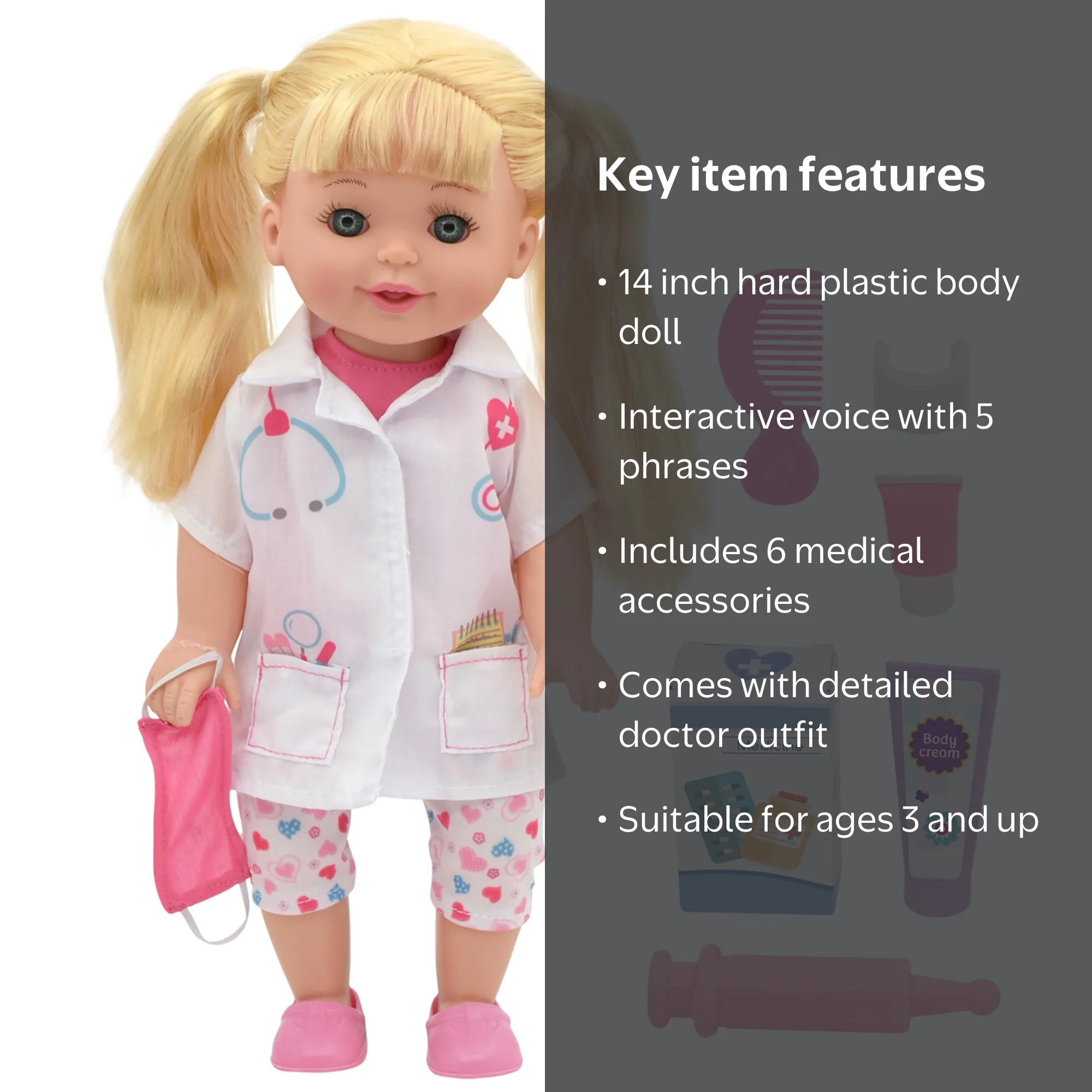 Lil Tots Talking Doctor Playset, 14 inch doll with accessories