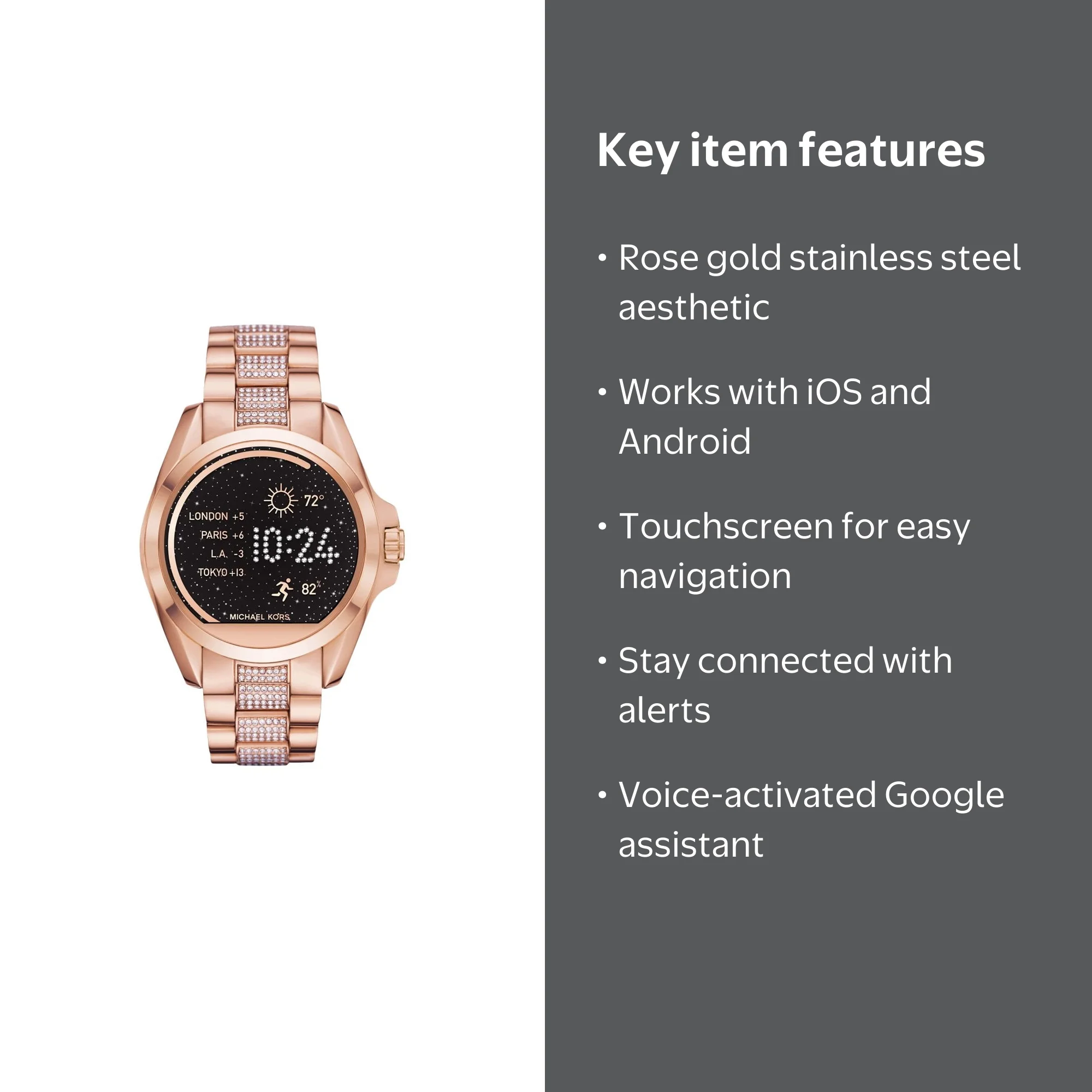 NEW MICHAEL KORS (MKT5018) BRADSHAW ACCESS ROSE GOLD TOUCHSCREEN