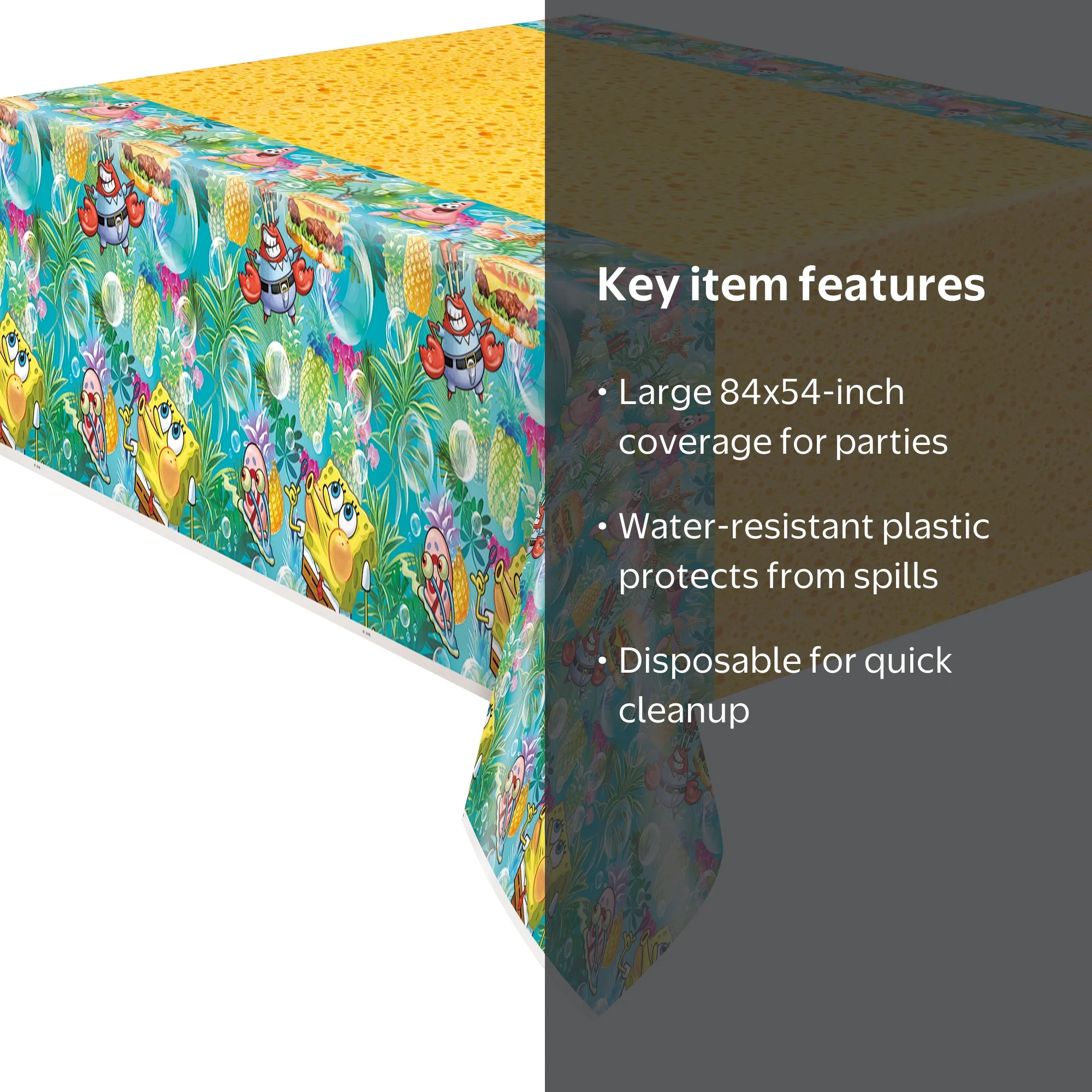 Multicolor SpongeBob SquarePants Birthday Plastic Party Tablecloth