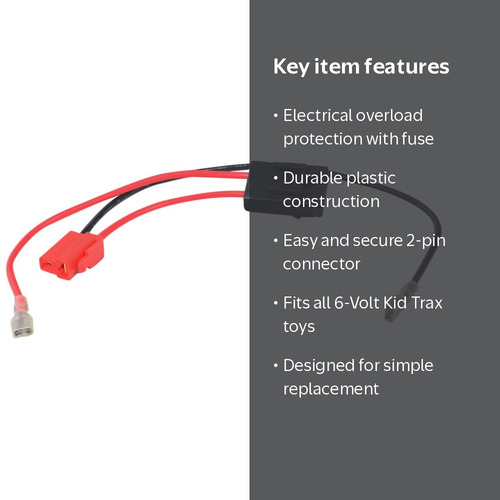 AlveyTech 2-Pin Wiring Harness with Fuse for Kid Trax 6 Volt