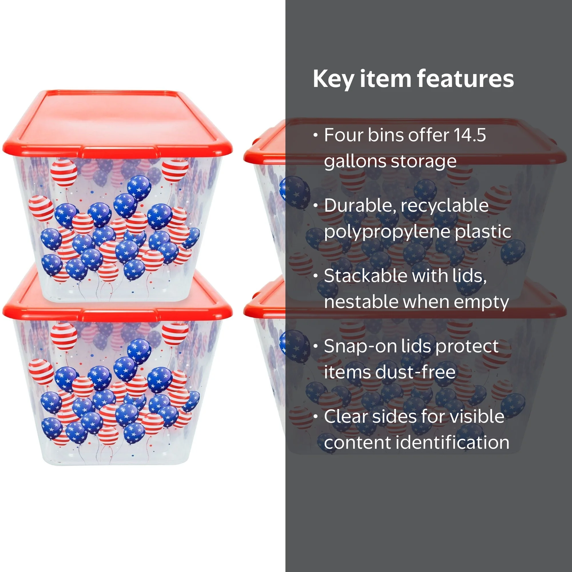 SimplyKleen 4 Pack 14.5 Gallon (58-Quart) Plastic Tote Set, Clear
