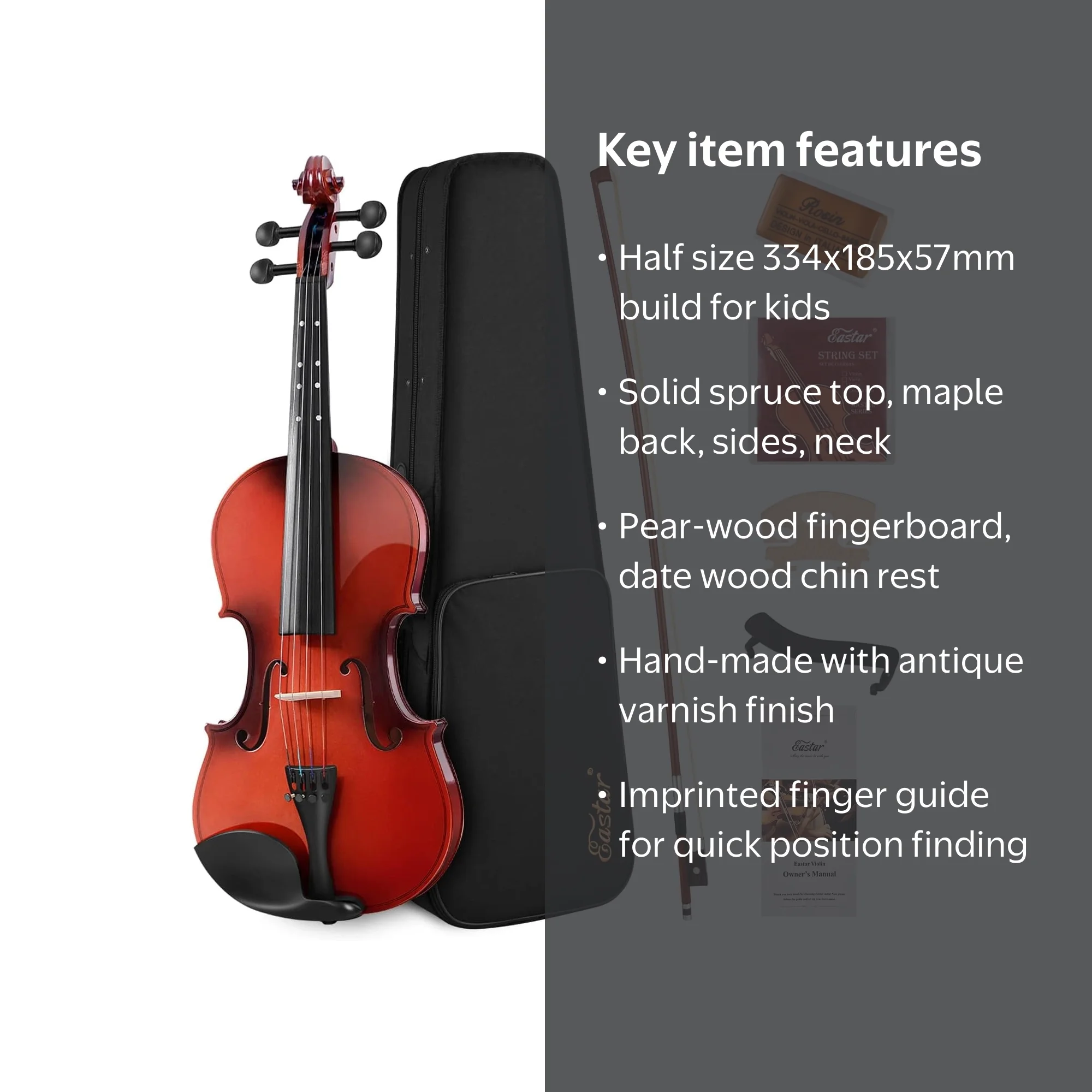 Eastar 1/2 Size Violin Set, EVA-2 Musical Instrument for Kids