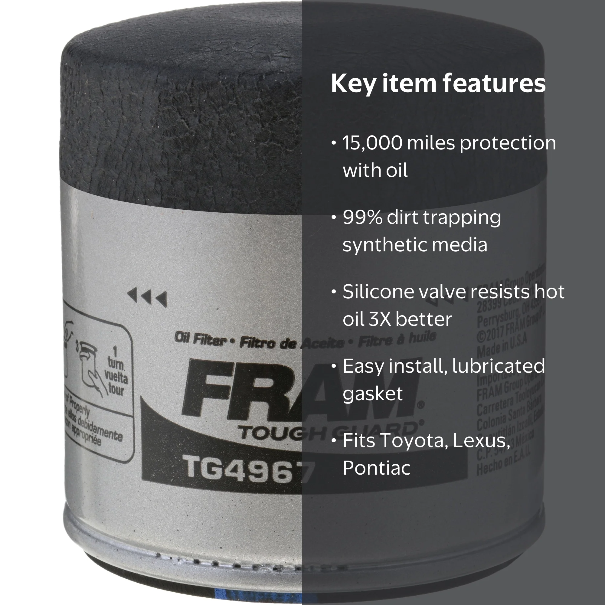 FRAM Tough Guard Oil Filter TG4967 for 15,000 Mile Engine