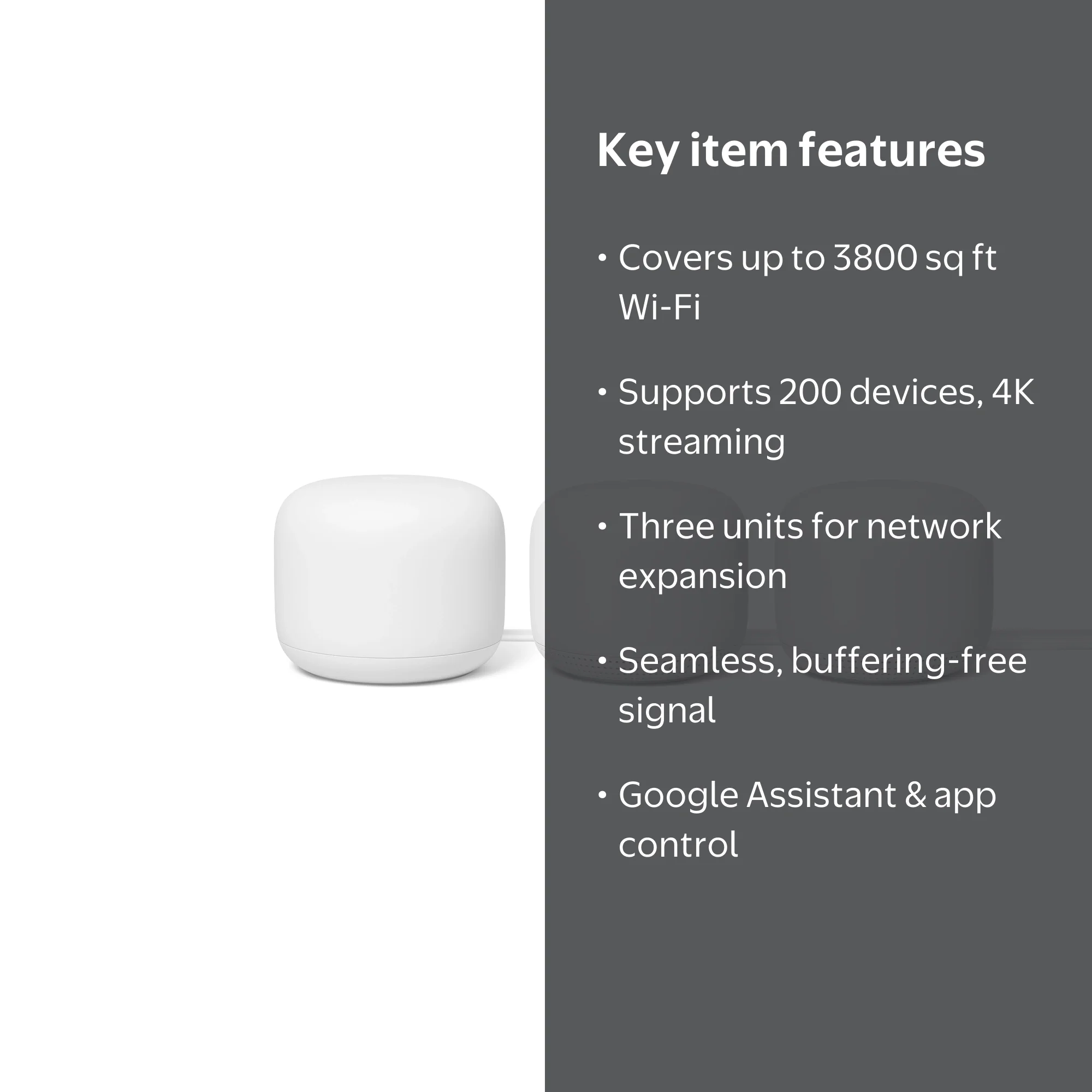 Google, Wi-Fi System, Nest Wifi 3 Pack, Whole Home Coverage