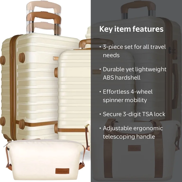 Musment 12 3 Piece Lightweight Hardside Spinner Luggage Set with