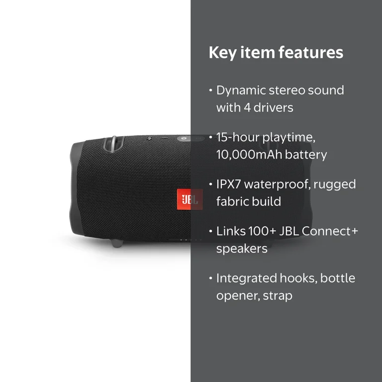 JBL Xtreme 2 Waterproof Bluetooth Speaker: Portable, 15hr Playtime