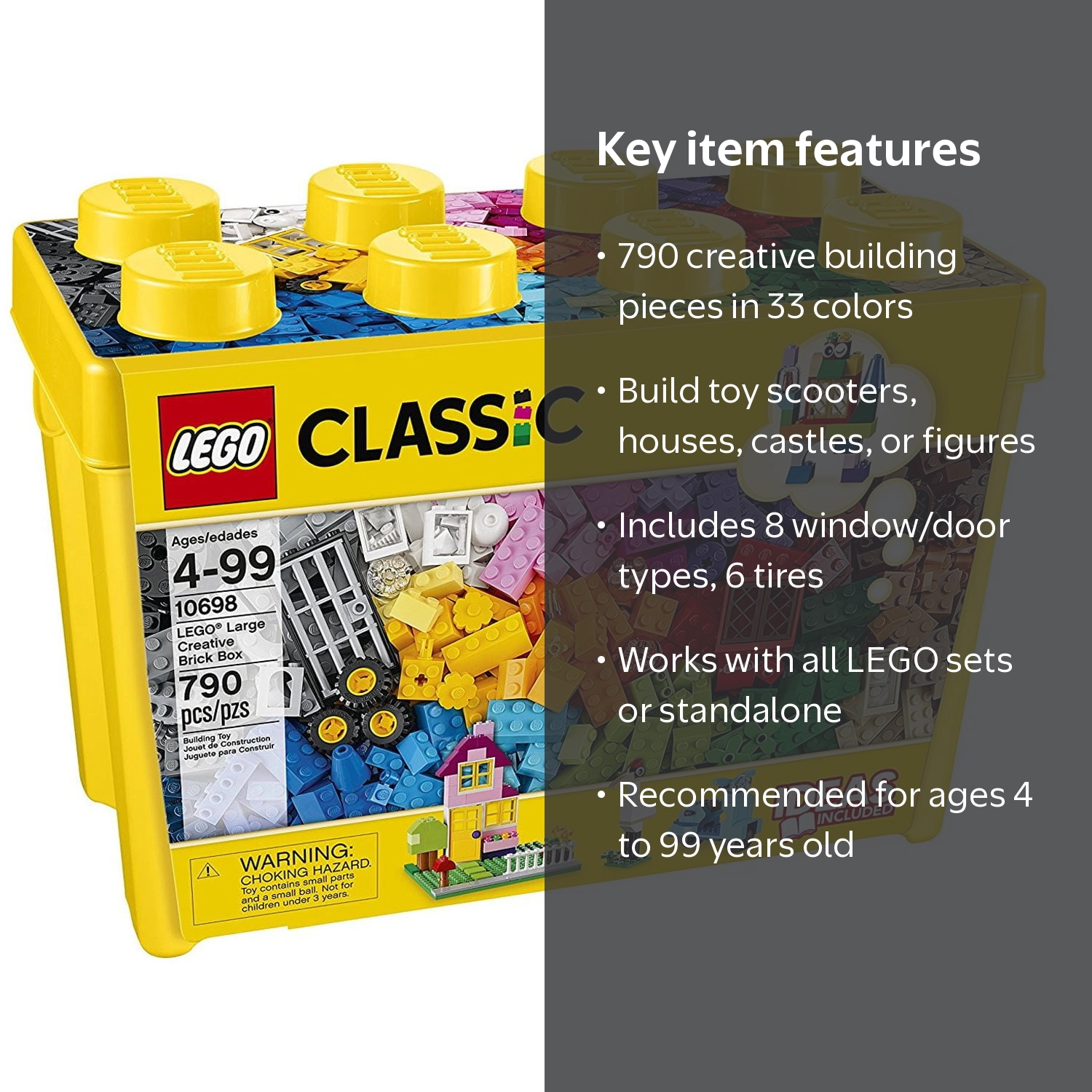 LEGO Classic Large Creative Brick Box 10698 Building Set, 790