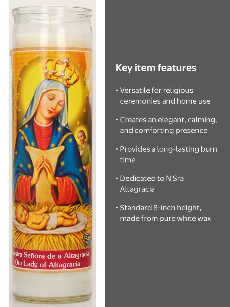 新品 ALMA MARIA Quaternity Candle マリアオラクル Prayer Candle Company White Wax Candle, 8 Inch for Ceremonial Use