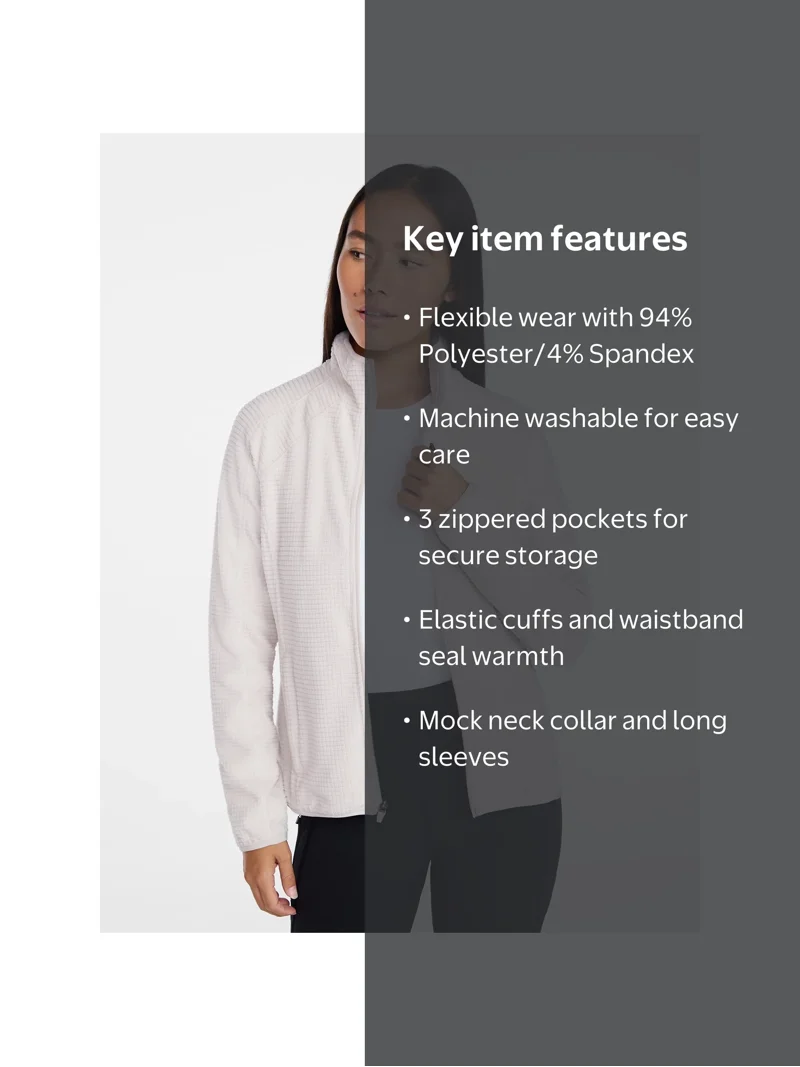 Ozark Trail Women's and Women's Plus Mock Neck Fleece Jacket