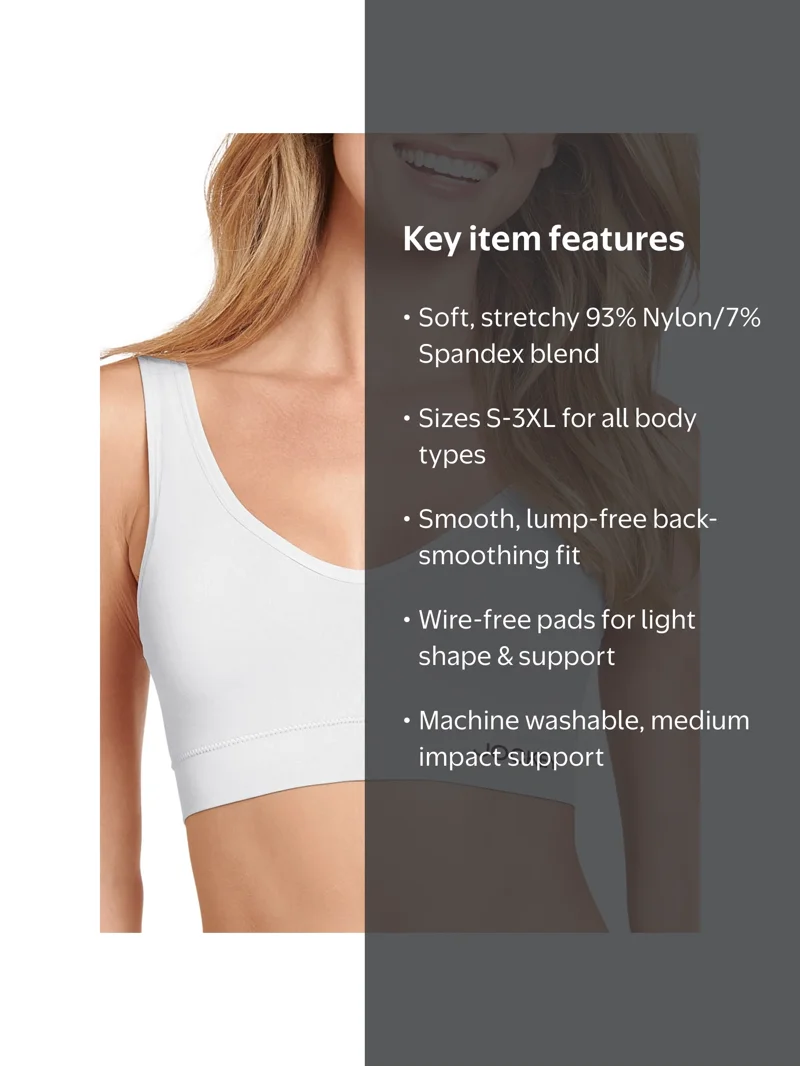 Jockey Essentials Women's Eco Seamfree Back Smoothing Bralette