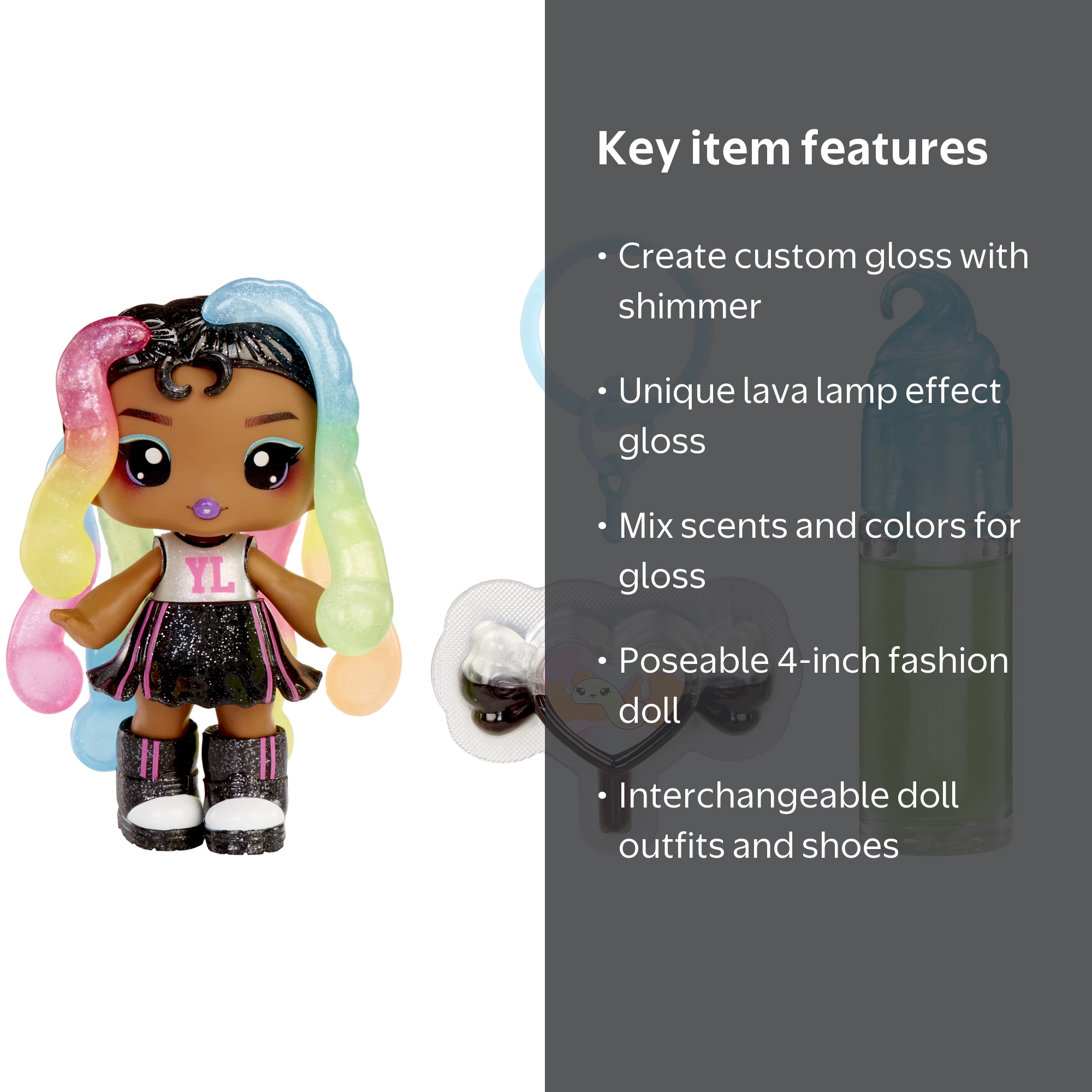 Yummiland Lip Gloss Doll Sour Sweeties Sasha Sourworms, Keychain