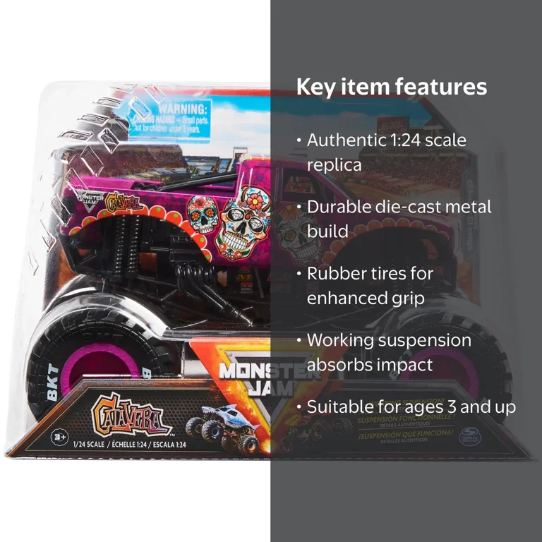 Monster Jam Calavera Die-Cast Monster Truck, 1:24 Scale, Working