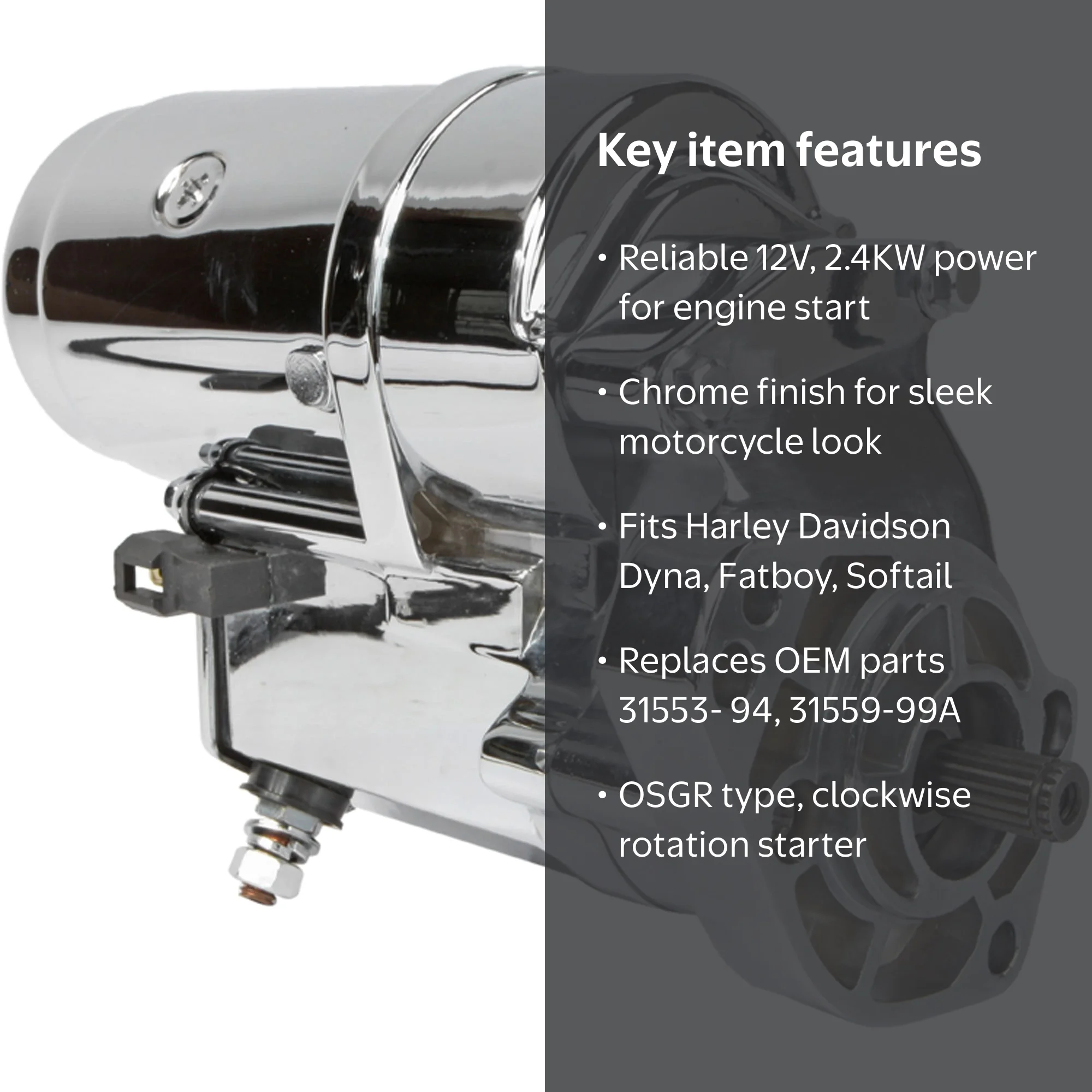 ①0328/1730 DB Electrical SHD0015-C Chrome 2.4KW Starter compatible with