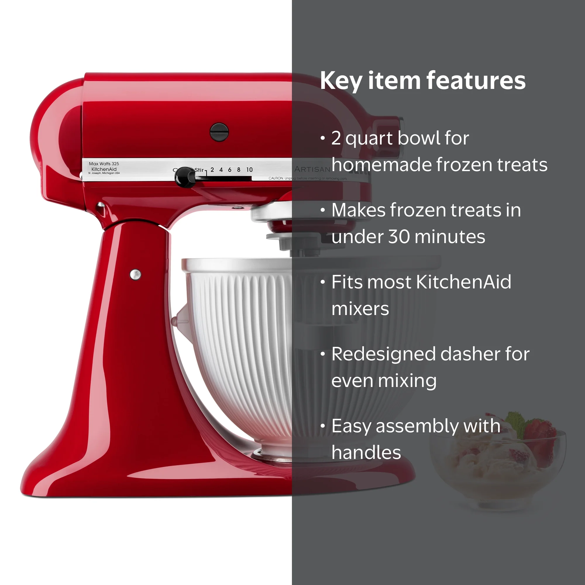 KitchenAid Home Ice Cream Maker Machine, Mix Accessories - KSMICM