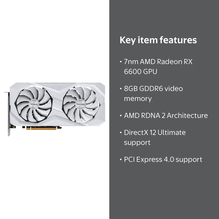 ASRock Radeon RX 6600 Challenger White 8GB GDDR6 PCIe 4.0 Graphics
