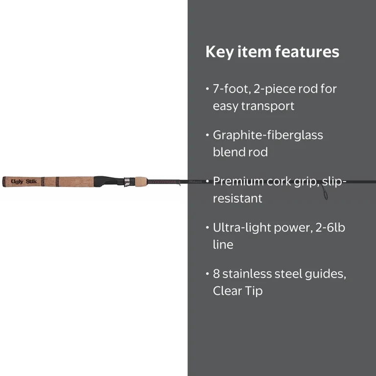 ugly stik 7 foot trolling rod 6'6" Elite Baitcast Fishing and Reel Casting Combo, Ugly Tech Construction with Clear Tip Design, 2-Piece Fast Action Rod : Sports & Outdoors and Ugly Stik Clear Tip design for strength and sensitivity SHAKESPEARE 7' Ugly Stik GX2