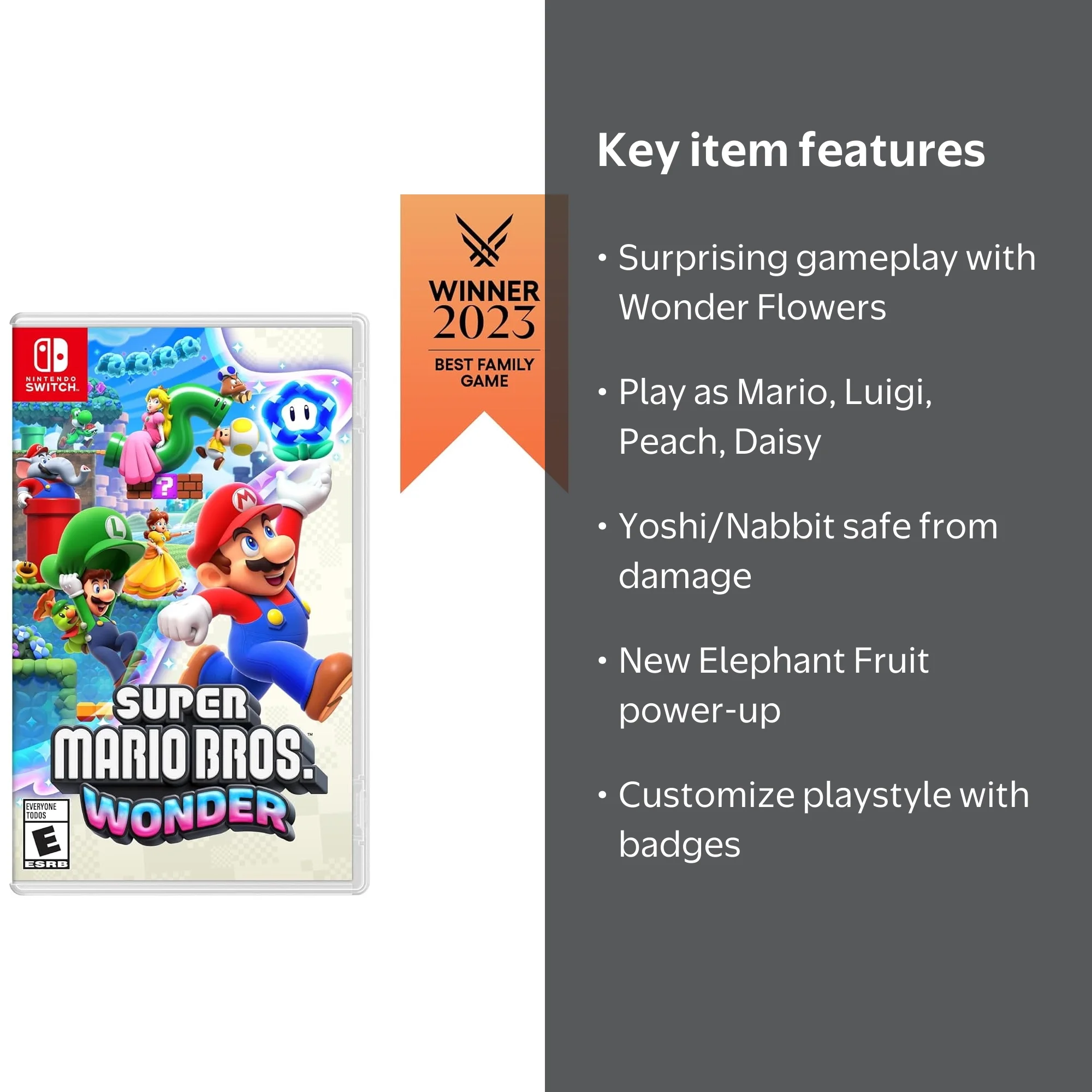 Nintendo Super Mario Bros Wonder, Nintendo Switch Physical, Side