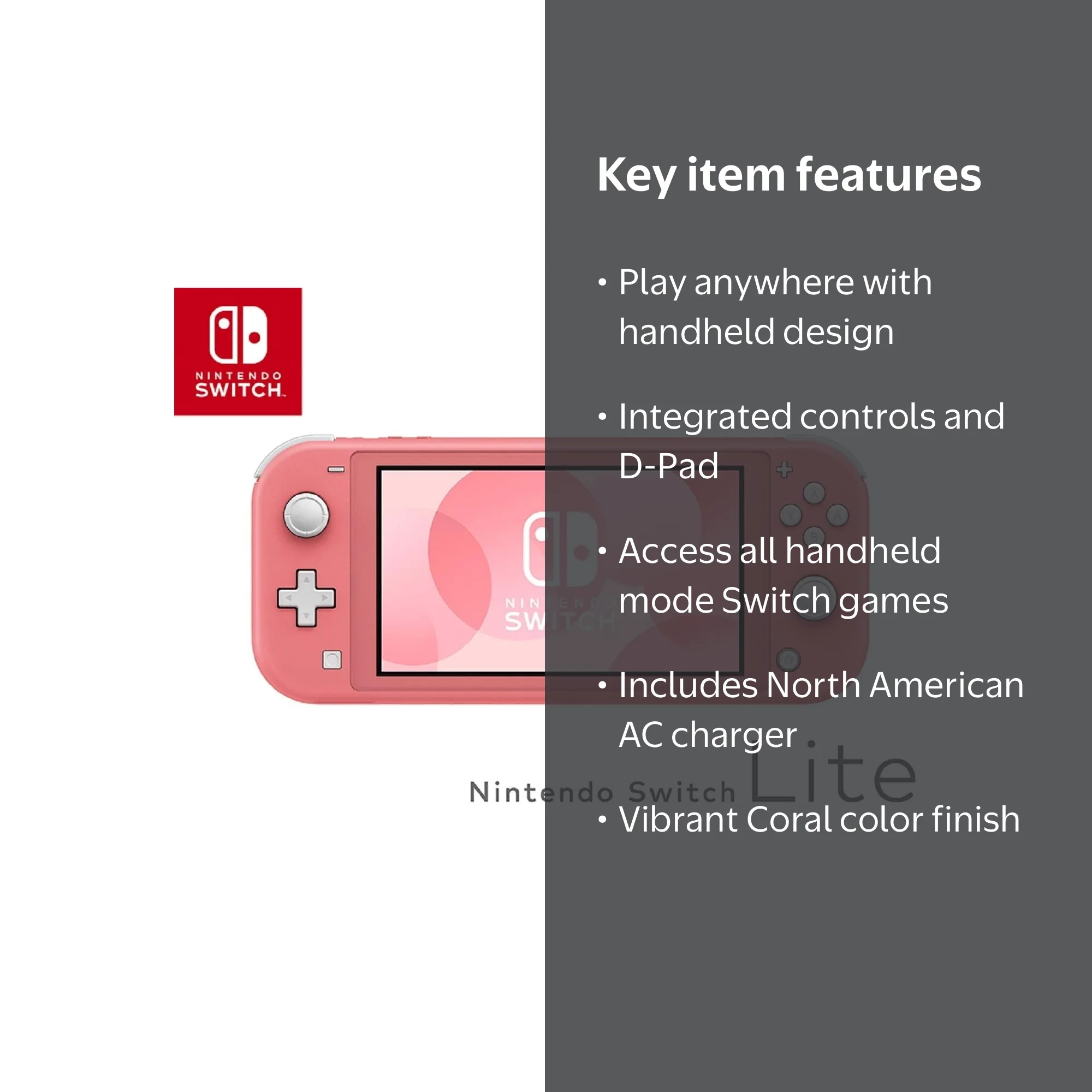 Nintendo Switch Lite Handheld Edition - Coral (International