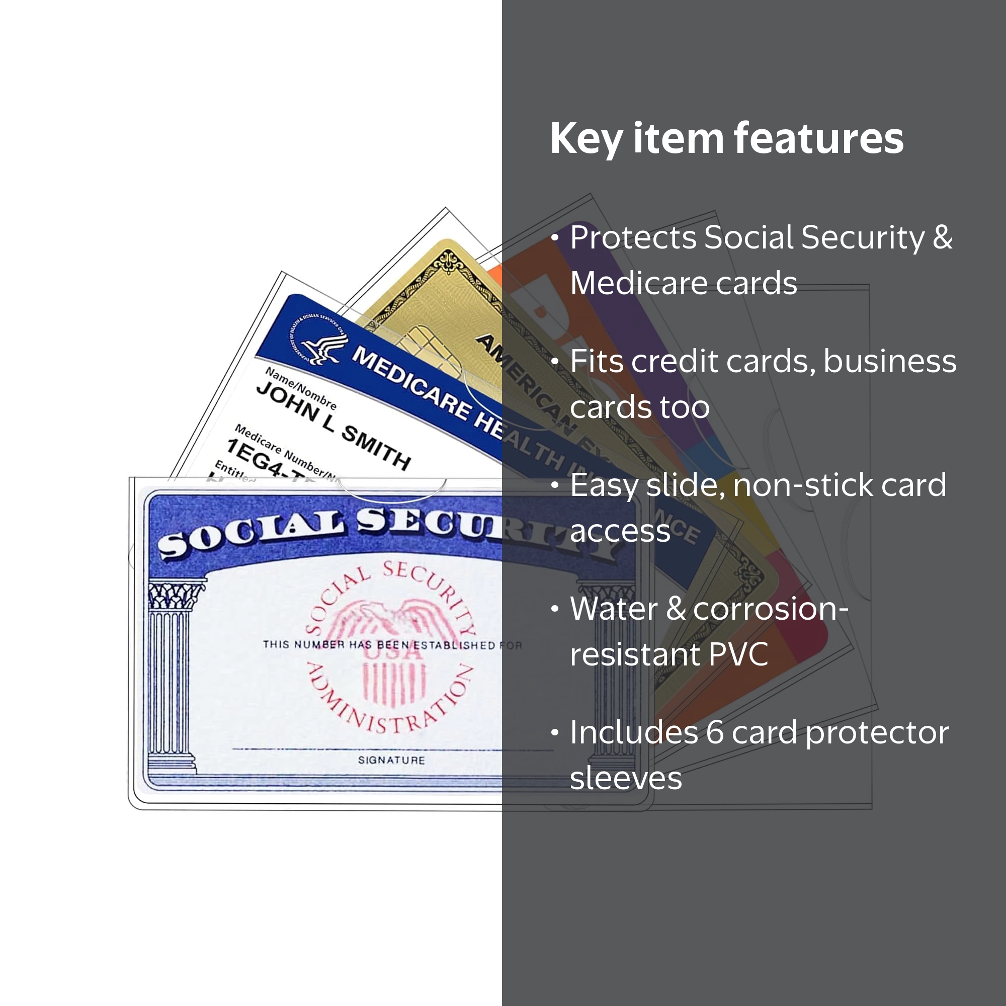 sleeve for social security card Sooez 10 Pack Protector, 24 Mil Thick Card Protector Sleeves, Protective Credit Card Sleeve, Clear Card Sleeves, Perfect Fit Social Security, Medicare, Credit, Business Card : Clothing New Medicare Card Holder Protector