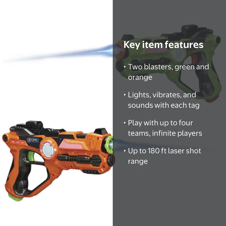 GPX Infrared Laser Tag Guns, 2 Blaster Set with 4 Modes and 180 ft