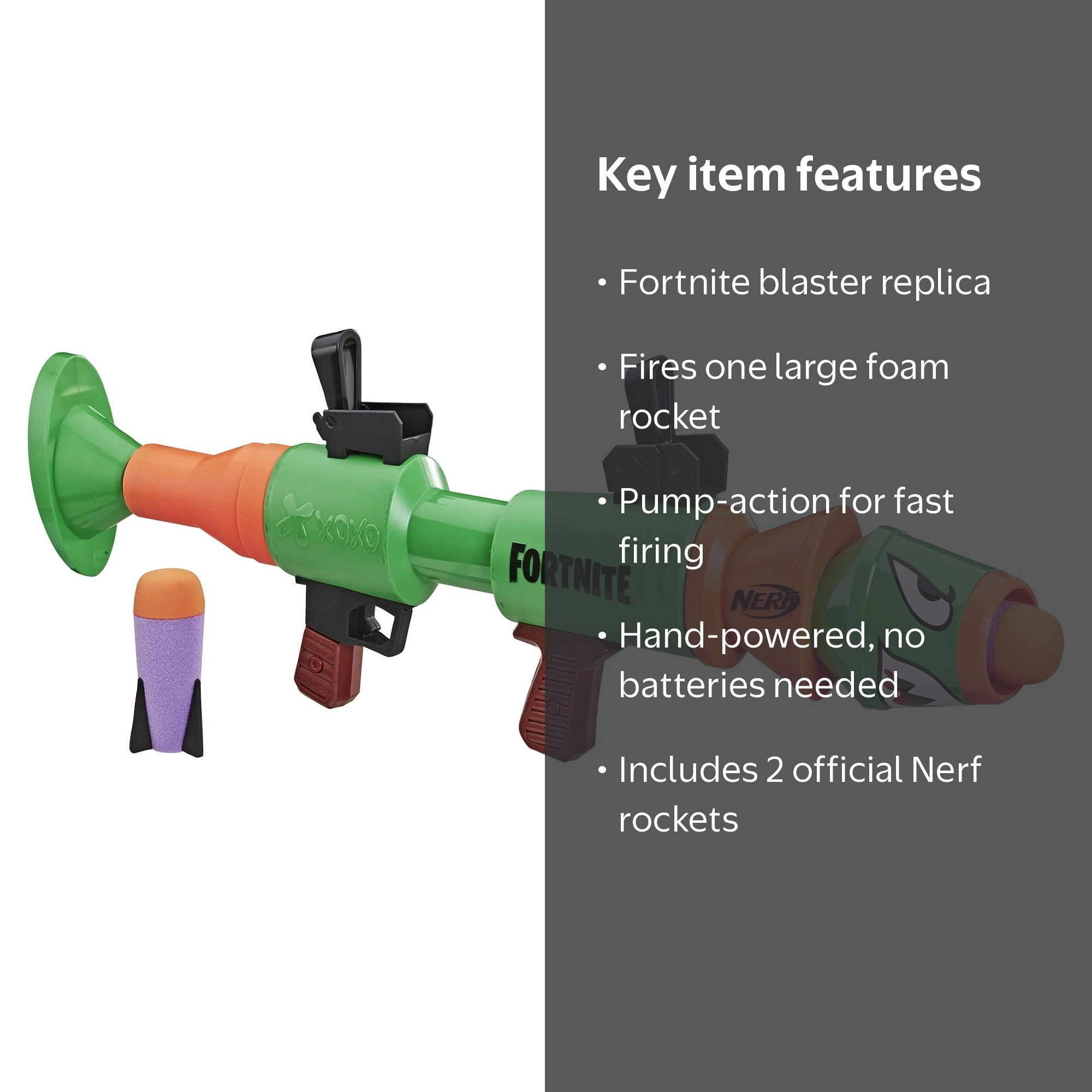 Nerf Fortnite RL Launcher - Kids Toy Blaster with 2 Rocket Darts