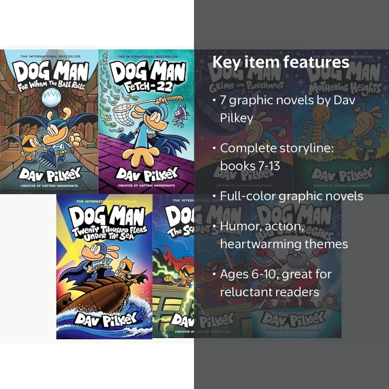 Books LTD, Dog Man Series, 7 Book Collection Set, Action Comics