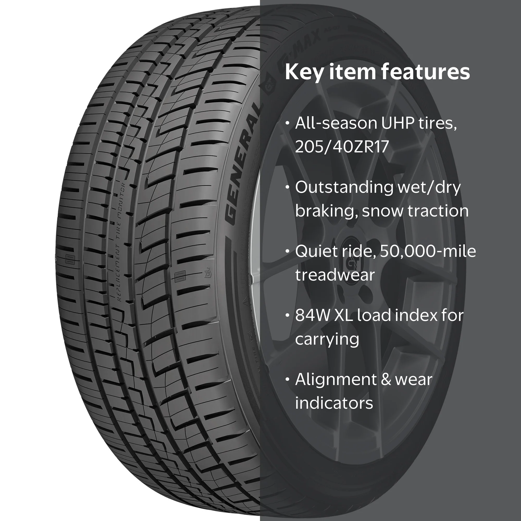General, G-MAX AS-07 UHP All Season Passenger Tire, 205/40ZR17