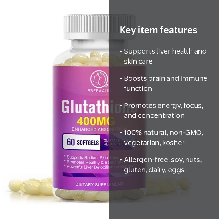Glutathione Capsule 60 Pcs, Protect Liver Health & Skin Care Capsules（1 Pack）
