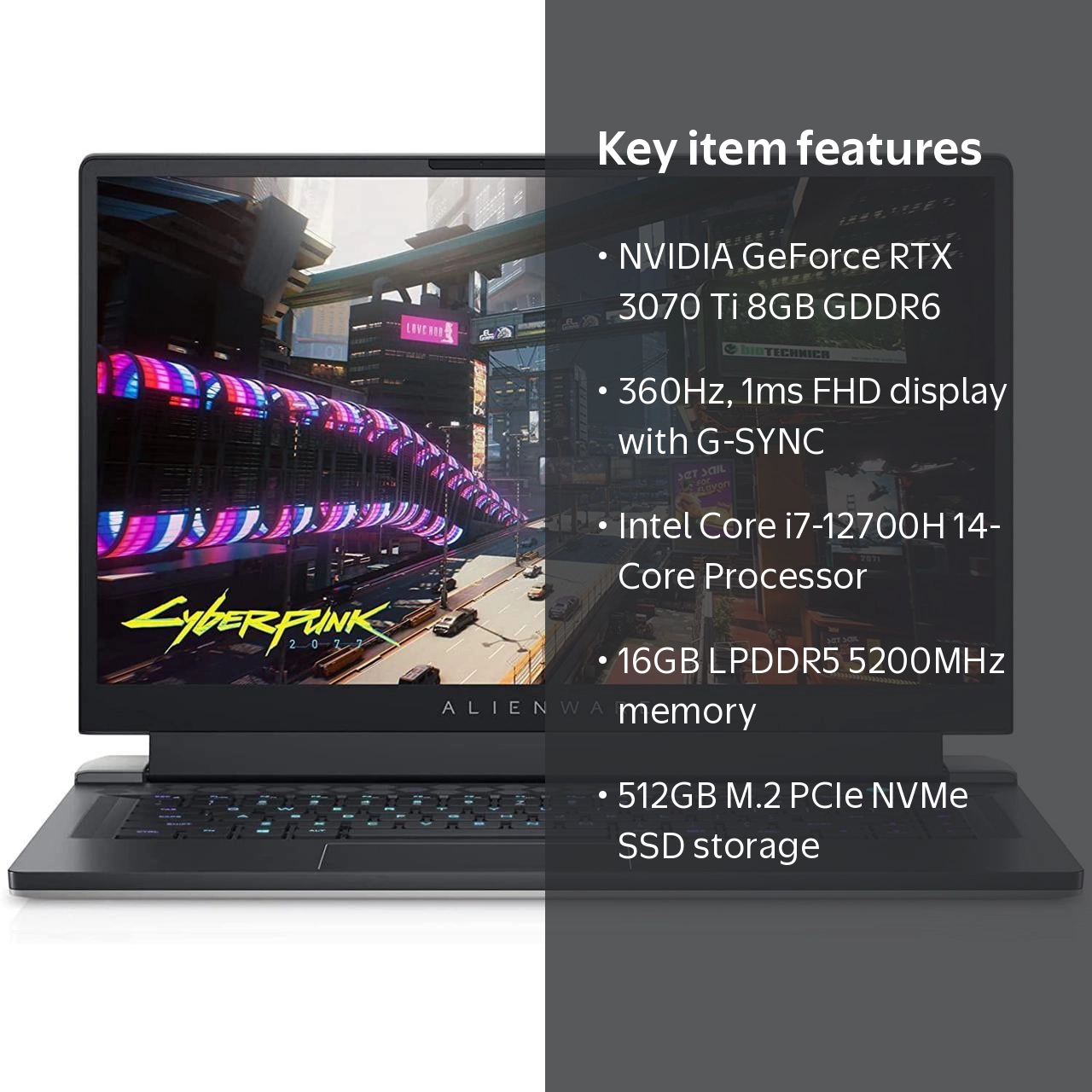 Alienware X15 R2 FHD 360Hz Gaming Laptop, Intel i7, 16GB RAM