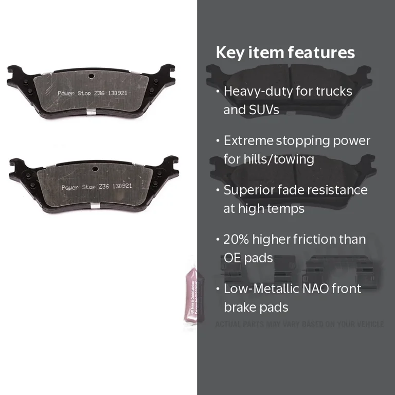Power Stop Z36-1602 : Low-Metallic NAO Front, Brake Pads, 4 Pieces