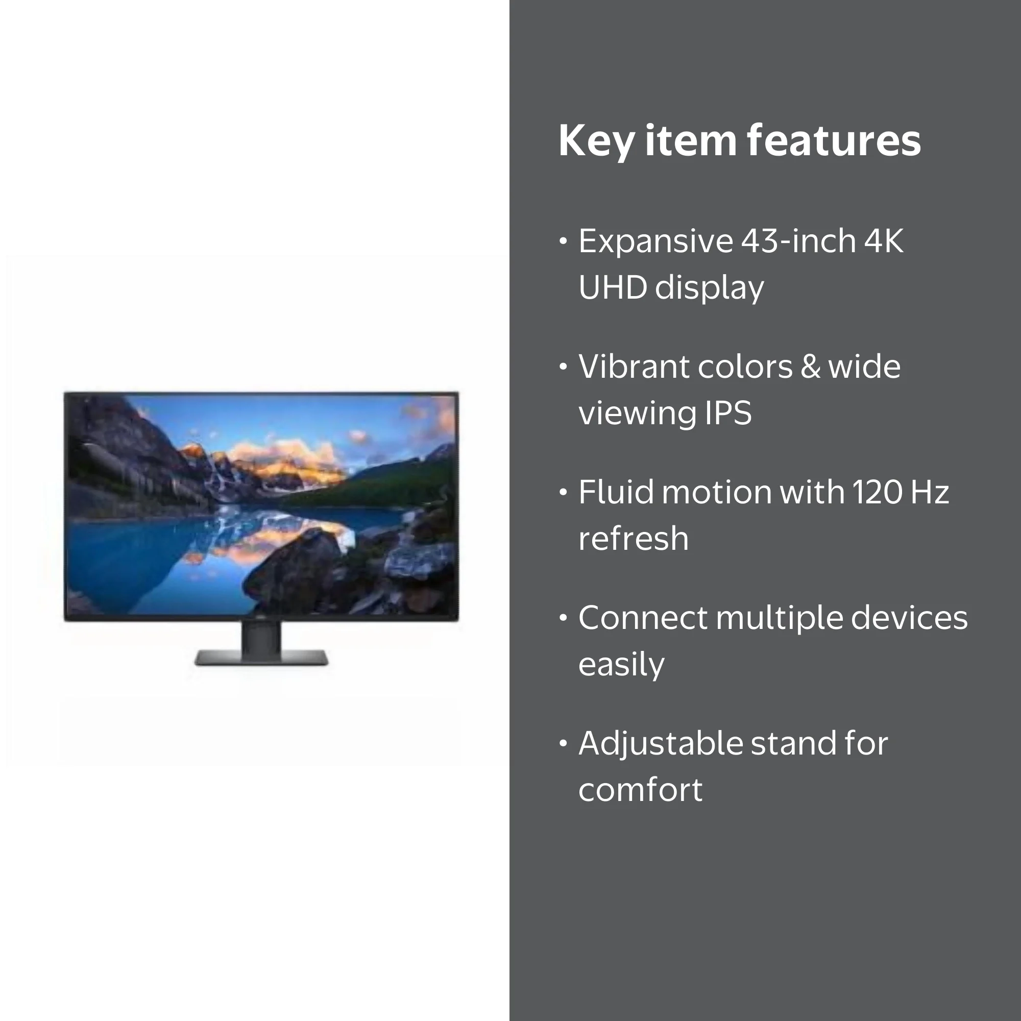 Dell U4320Q 43-Inch 4K UHD LED 120 Hz Computer Monitor, Black