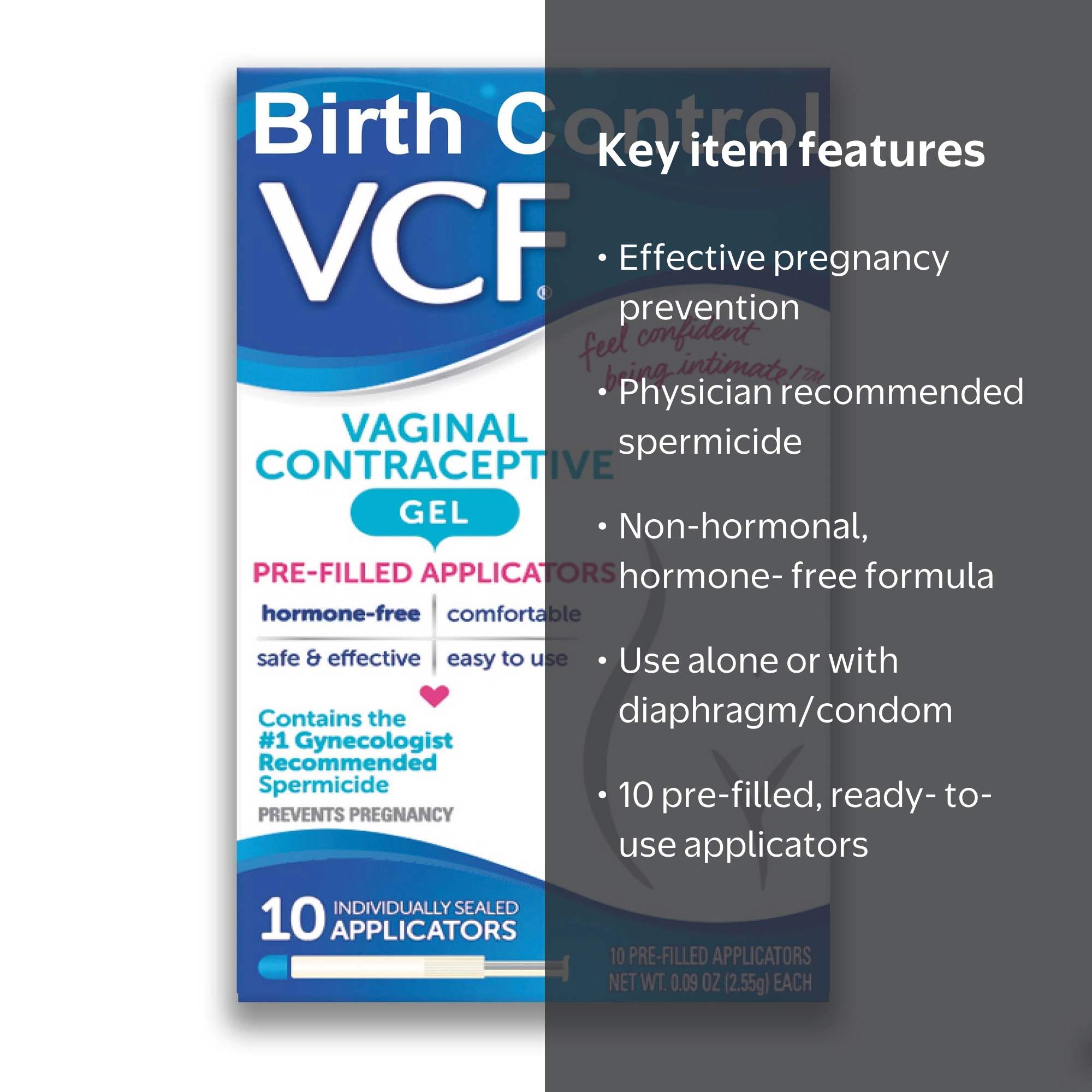 VCF Vaginal Contraceptive Pre-Filled Gel Applicators, 10 Count