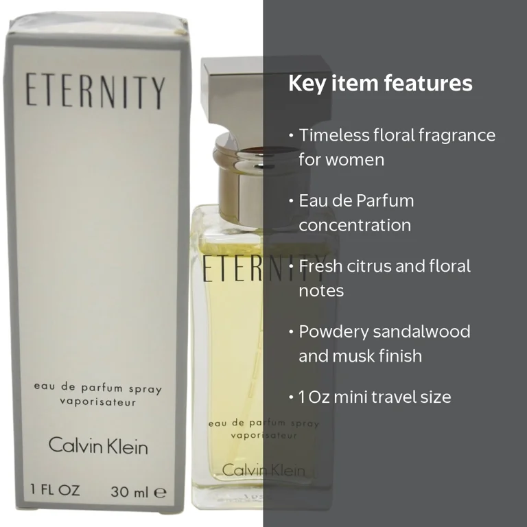 Calvin Klein Eternity EDP Fragrance for Women, 1 Oz Travel Size