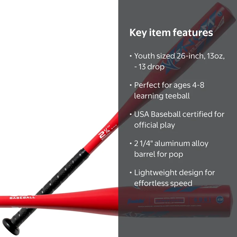 Franklin Sports Venom Youth Aluminum Teeball Bat - USA Baseball