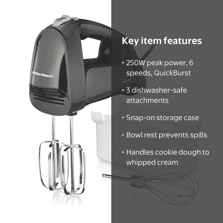 Hamilton Beach ハンドミキサー Hamilton Beach Electric Hand Mixer with QuickBurst, 6-Speed Corded