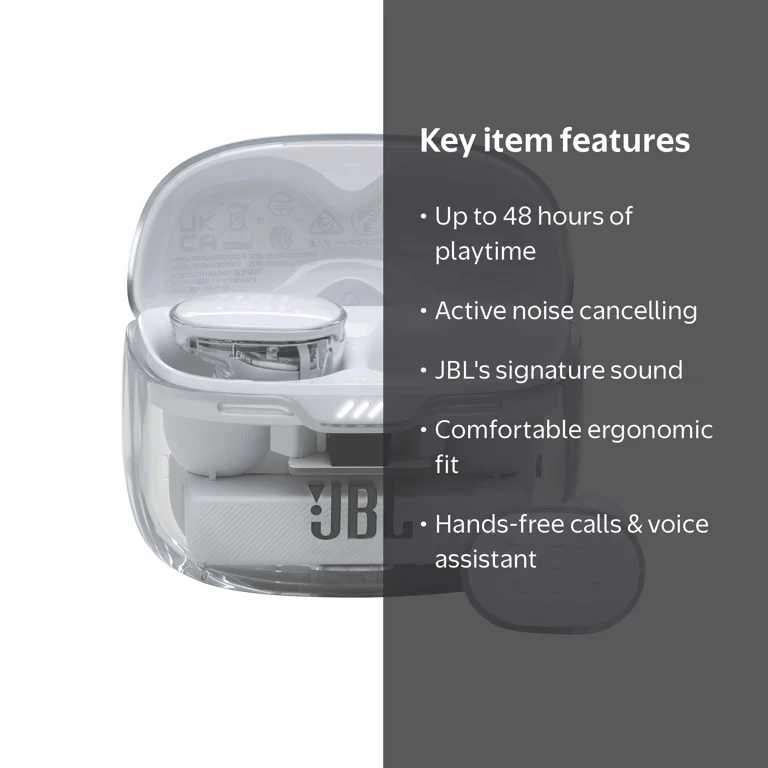 JBL Tune Buds Ghost Edition Noise Cancelling Earbuds with 48 Hours