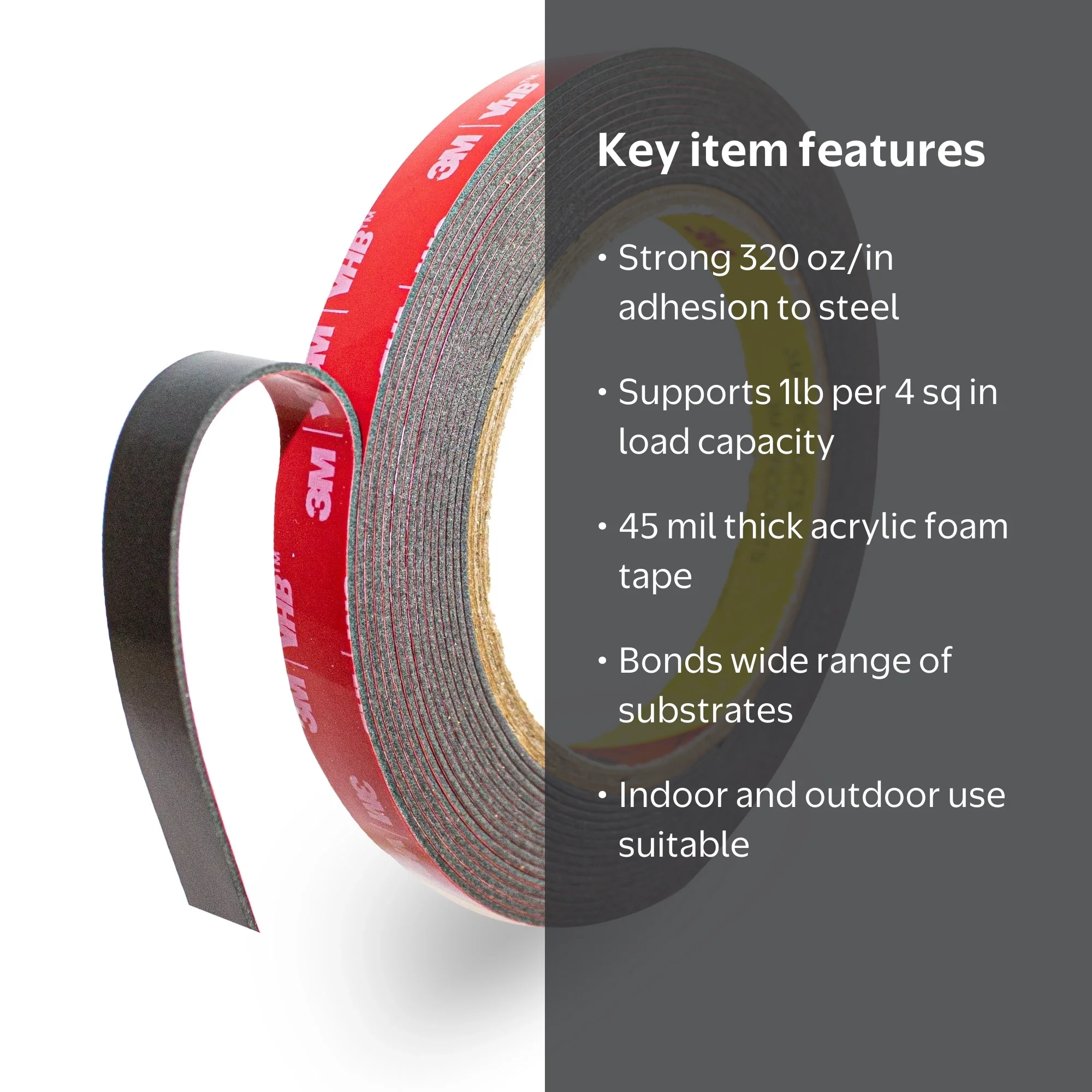 JVCC SCF-01 Low-Density PVC Foam Tape – 1/4 In. X 50 Yds X 1/16 In. Thick, Single-Sided Closed Cell, Black