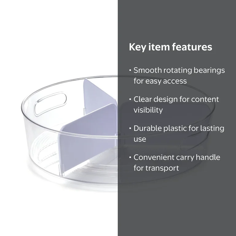 Mainstays Clear Lazy Susan Turntable with Removable Dividers