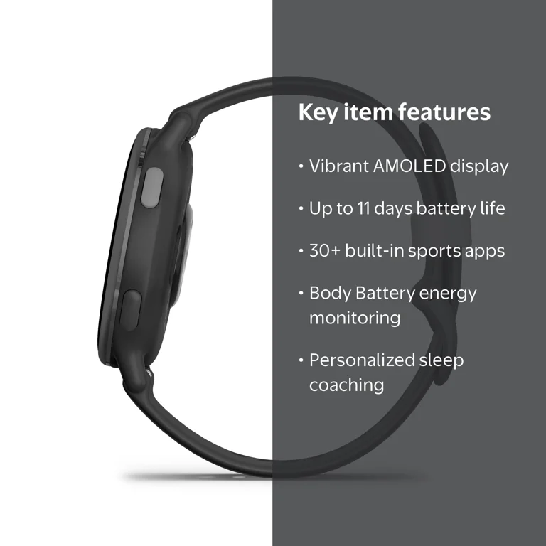 Garmin Vivoactive 5 Smartwatch, Slate Aluminium Bezel, Black Case