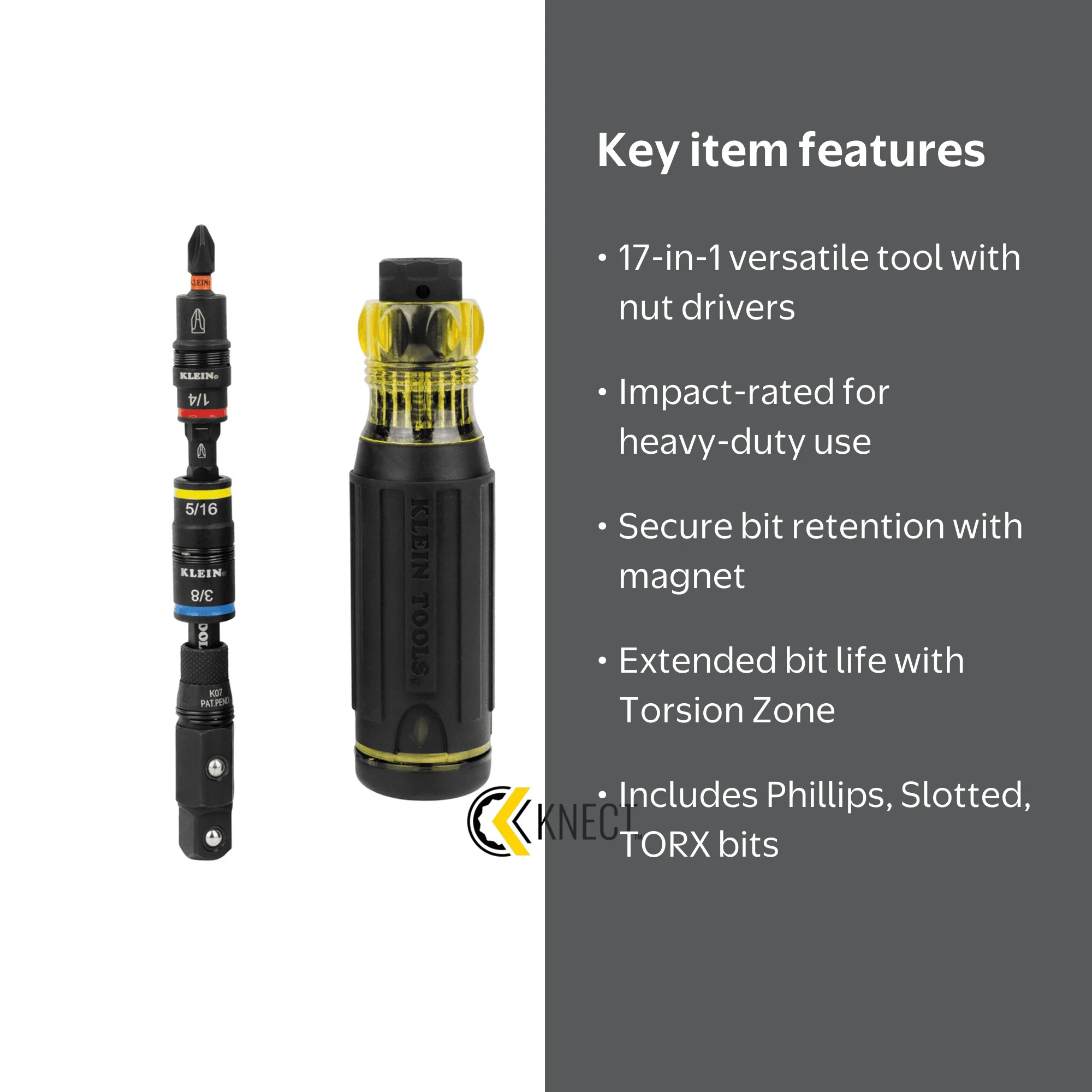 Klein Tools KNECT 17-in-1 Impact Hybrid Screwdriver/Nut Driver