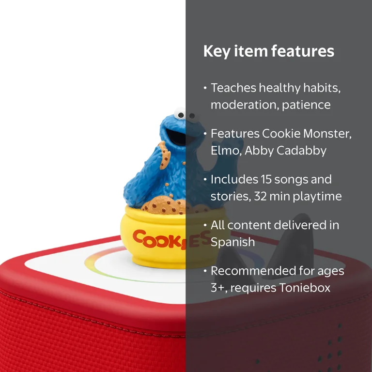 tonies Sesame Street: Cookie Monster Audio Toy, Spanish, Age 3+ tonies Sesame Street: Cookie Monster Audio Toy, Spanish, Age 3+