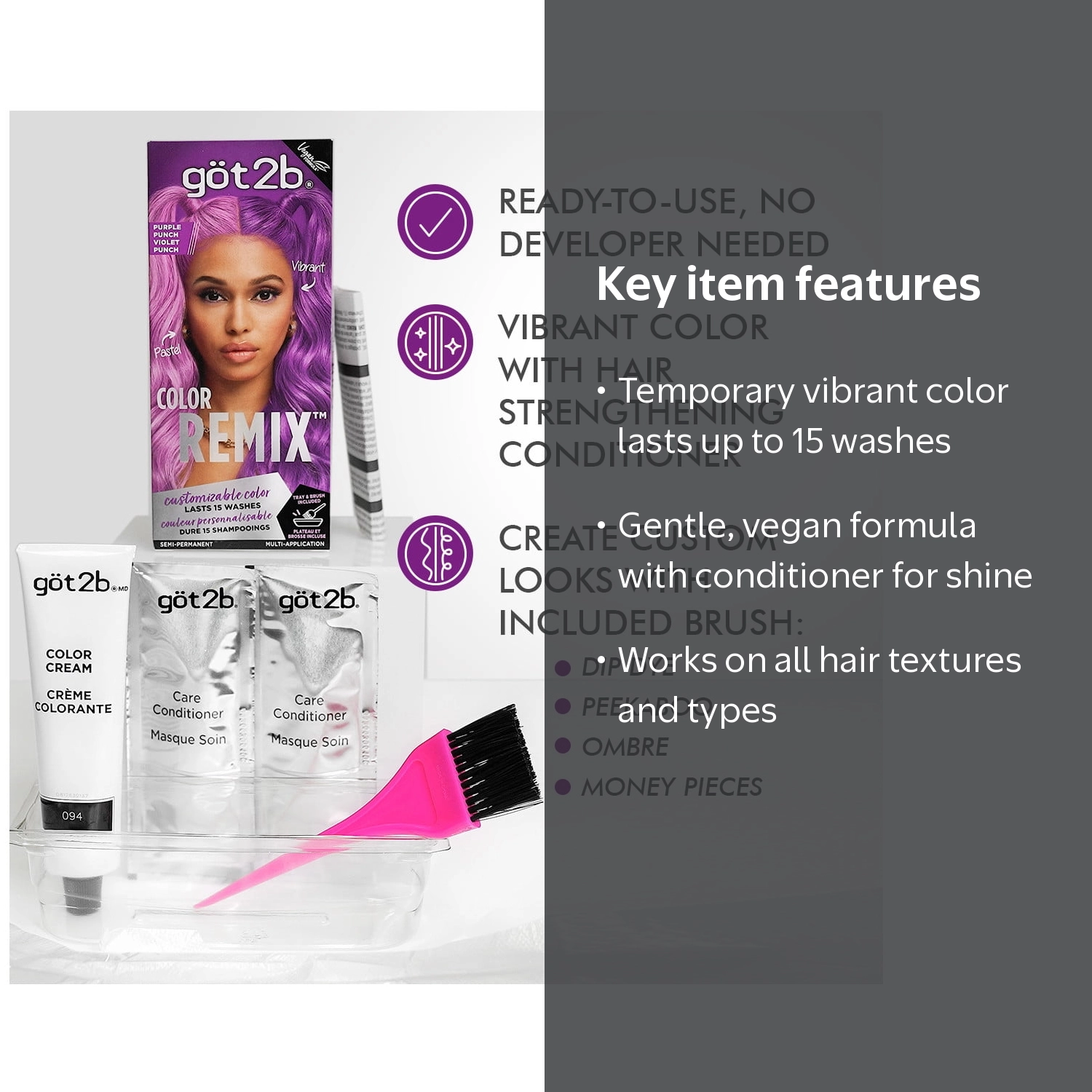 got2b Color Remix, Customizable Semi-Permanent Hair Color, 094