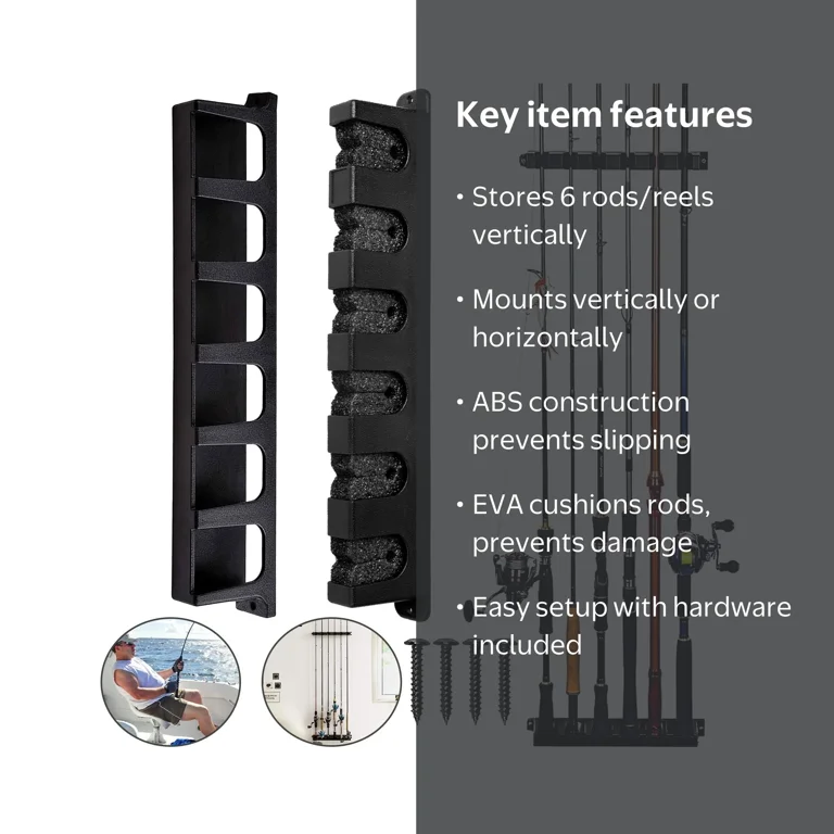 vertical wall mount fishing rod holder mounted rack Vertical Wall Mount Fishing Rod
