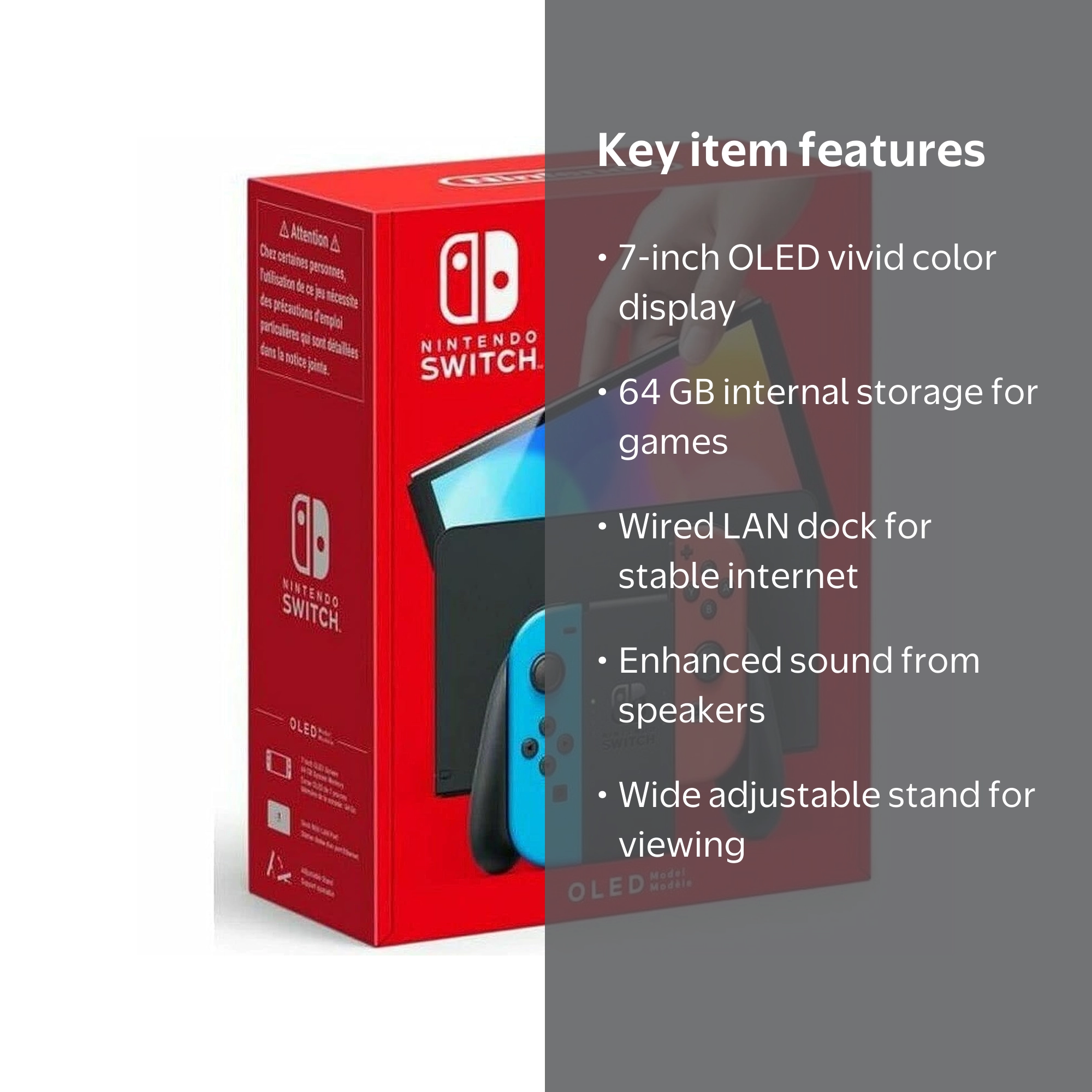 Nintendo Switch OLED Model Neon Blue Neon Red 7-inch OLED Screen